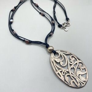 Silpada Silver Filigree Oval Pendant Necklace